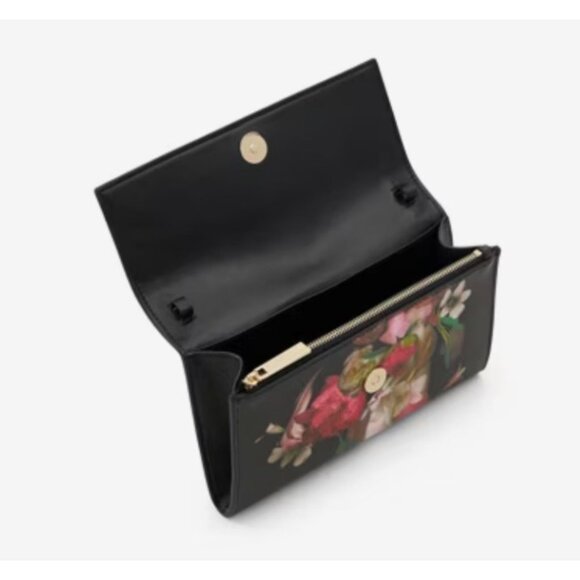 Ted Baker Black Clutch with Floral Design Cyra Chain/ Leather Crossbody Bag - Picture 3 of 16